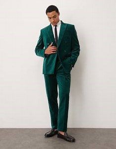 ASOS DESIGN slim pleat front suit pants in cotton velvet | ASOS
