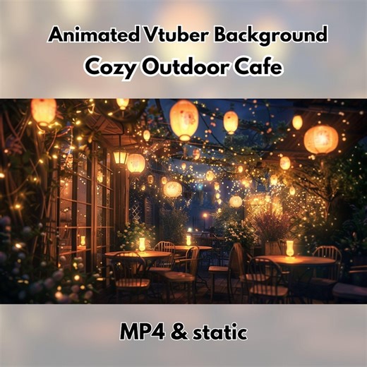 Cozy Outdoor Café at Night Coffee Shop Animated Vtuber Background | Streaming Overlay | - Etsy