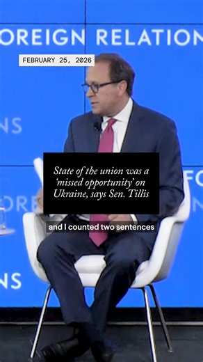 “I get that the president wants to negotiate a peace. But I think it was a missed opportunity to remind the American people that we care about the transatlantic partnership. We care about free Europe, and we care about totalitarians who invade sovereign nations. And that was a missed opportunity last night,” says Senator and Chair of the Senate Judiciary Subcommittee on Intellectual Property Thom Tillis (R-NC). 🔗 Watch the full conversation: https://on.cfr.org/4aOIB6Q | Council on Foreign Relat