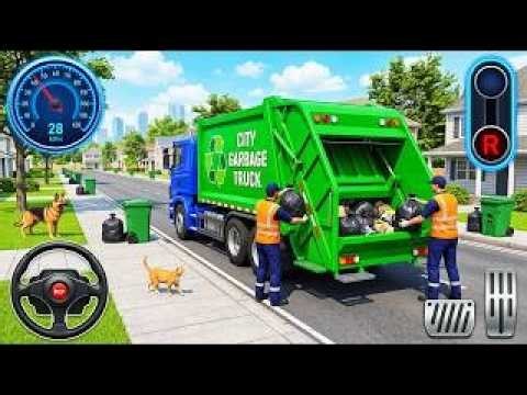 Garbage Trash Truck Realistic Simulator 3D City Road Garbage Dumper Truck Game - Android GamePlay 1