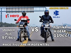 Bajaj Platina H-Gear Vs Hero Splendor Plus | Race Till Their Potential | Amazing Battle