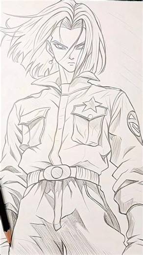how to draw android 17 of dragon Ball series #art #drawing #shortvideo #shorts #short