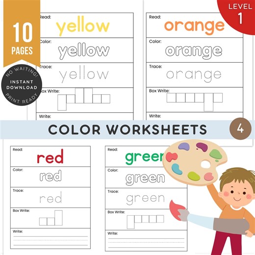Color Learning Activities | Preschool Printable Worksheets - Etsy