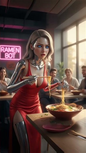 🤖 Humanoid Robot Struggles to Eat Ramen 🍜 | Funny AI Moment #Shorts