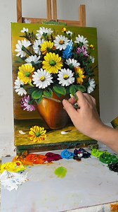 12K views · 141 reactions | Vibrant Flower Vase | Easy Acrylic Painting Tutorial for Beginners | HO Art | Facebook