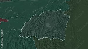 Manipur, state with its capital, zoomed and extruded on the administrative map of India in the conformal Stereographic projection. Animation 3D Stock Video