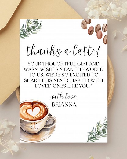 Thanks A Latte: Coffee Themed Thank You Card - Etsy
