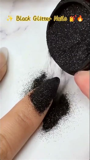 Black Glitter Nail Art ✨ Easy & Trending Nail Design 💅🔥 #shorts