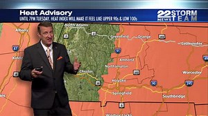 3.1K views · 22 reactions | A Heat Advisory remains in effect for eastern Hampden, Hampshire and Franklin Counties until 7 p.m. Tuesday. The heat index will make it feel like it’s in the upper 90s to low 100s during the afternoon and early evening hours on Monday and Tuesday. Skies will be partly cloudy tonight and it will be another muggy night with lows around 70 degrees. | WWLP-22News | Facebook