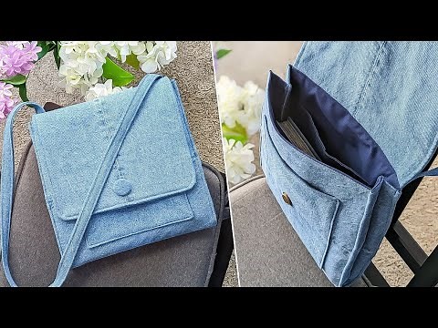 DIY Simple Flap Over Denim Crossbody Bag Out of Old Jeans | Bag Tutorial | Upcycle Craft