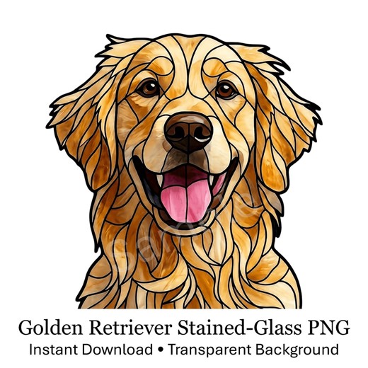 Golden Retriever Stained Glass PNG, Dog PNG Download, Transparent Background, Sublimation Design, Dog Clipart, Commercial Use - Etsy