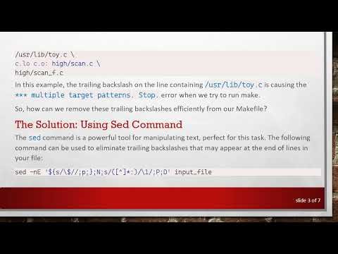 How to Fix *** multiple target patterns. Stop. Error by Removing Trailing Backslashes with Sed