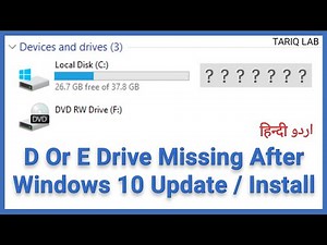 D Drive Missing After Windows 10 Update