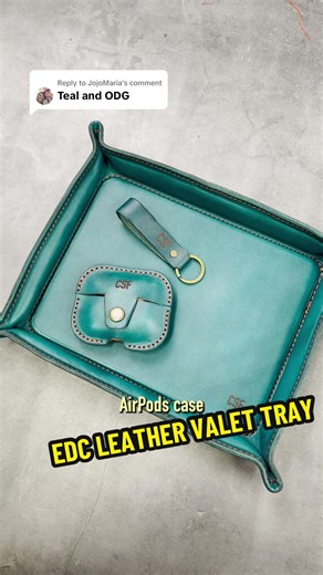Replying to @JojoMaria Turquoise on deck! The EDC lovers valet tray made with leather and stitched in acrylic for structure and shape. Perfect for holding your everyday carry items like your keys, pocket knife, chargers, headphones and more on your desk or end table! #edc #everydaycarry #desk #desksetup #organization