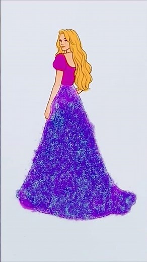💜👗Purple Glitter Princess Dress — The Most Magical Barbie Art 🧚‍♀️✨ #barbie #glitter #shorts