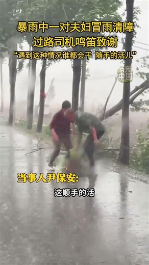 Couple Braves Downpour to Clear Road Obstruction as Passing Drivers Honk in Gratitude: "Anyone Wo...