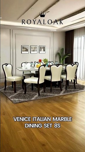 Royaloak Venice Italian Marble Dining Set 8 Seater