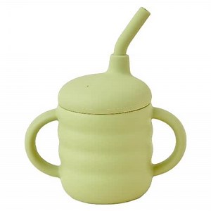Chippi & Co Silicone Sippy Cup - Spill Proof - Safe - Soft Squeeze Baby First Cup For Water, Smoothie, Beverage, Straw Training Straw Cups For Babies 6-12 Months (Avocado Green, Sippy Cup)