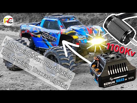 Xmaxx Hobbywing Max 6 1100Kv 8S Installation with Traxxas Lightkit Rewiring!
