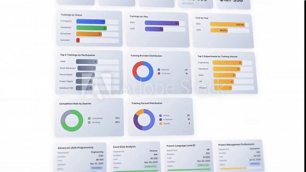 Advanced employee certification tracker template: animated progress monitoring system with comprehensive training completion metrics