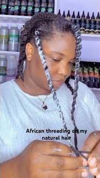 African threading on my naturalhair,best way to stretch without heat#haircare#hairgrowth#naturalhair