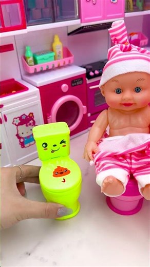 Satisfying With Unboxing Doll Bathroom Set Toys, ASMR Video #shots