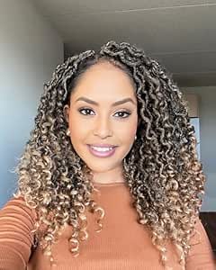 Goddess Locs Crochet Hair 14 Inch Faux Locs Crochet Hair for Black Women Pre Looped Long-lasting & Low-maintenance 6 Packs Gold Crochet Locs with Curly Ends for Full Head