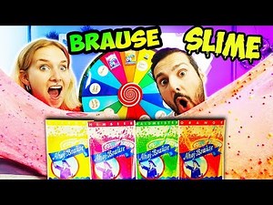 AHOJ BRAUSE SLIME EXPERIMENT CHALLENGE Nina & Kaan tun Brausepulver in Schleim - Glücksrad bestimmt!