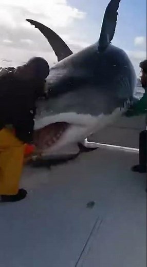 Massive Great White Shark Leaps Onto Fishing Boat | Insane Ocean Breach Caught on Camera