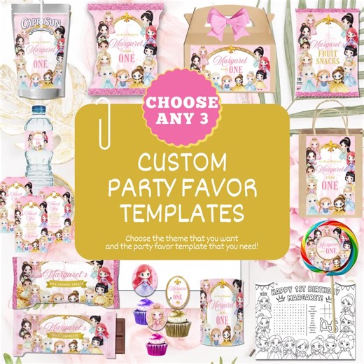 Custom Party Favor Templates: Any Theme (digital Download) - Etsy