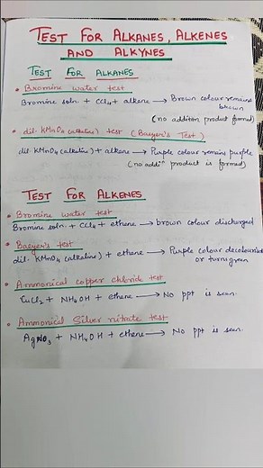 Test for alkanes, alkenes and alkynes...#youtubeshorts #chemistry