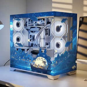 Totoro Anime PC Case Sticker - Blue Gaming Pc Skin, Decal - Gift for Gamer - Etsy