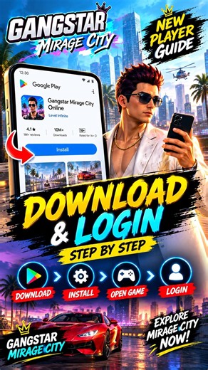 Gangstar Mirage City: How to Download & Login |New Player Guide| Gangstar Mirage City Login Tutorial