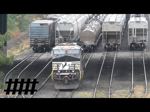 Norfolk Southern Enola Yard in Enola, PA with Freight Train Switching, NS Trains, PRR Dwarf Signals