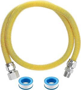 48" Flexible Gas Line Hose,Appliance Gas Line with Connector 1/2" MIP 1/2"FIP Fitting OD(1/2" ID) Gas Range Connector Kit for Stove,Gas Stove,Dryer,Water Heater By MIFLUS