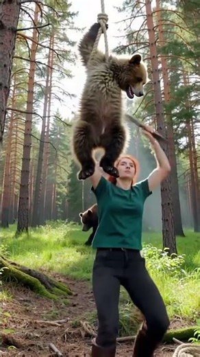 A mother grizzly bear's desperate roar was a plea for help to save its trapped cub. #rescue #bear