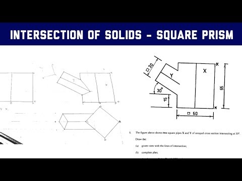 Intersection of Solid - Square Prism in | Technical Drawing | Engineering Drawing