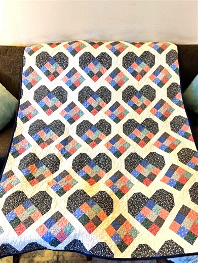 Vintage Handmade Heart Patchwork Quilt 1990s Country Cottage Core 50x70" - Etsy
