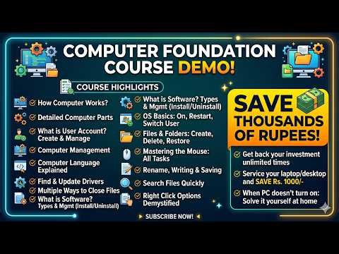 Computer Basics and Foundation Course for Everyone, Students, Parents and Enthusiastic | Demo Video
