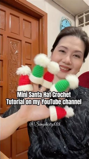 🧑‍🎄🧶Mini Santa Hat Crochet Tutorial #simplicity888 #crochetpatterns #knitting #crochettutorial