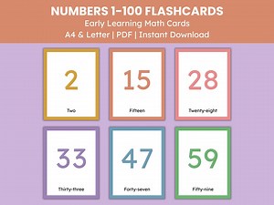 Numbers 1-100 Flashcards | Printable Counting Cards for Kids | Number Recognition & Sequencing | Preschool to Grade 1 Math - Etsy Canada