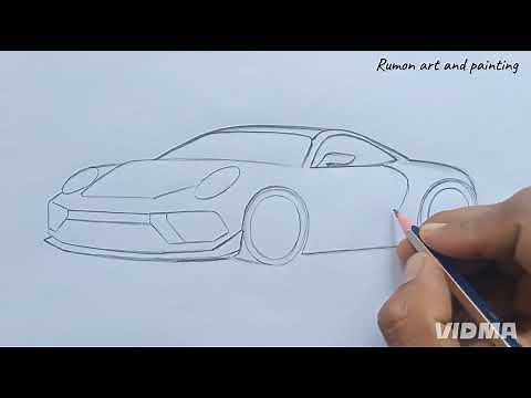 Porsche 911 GT3 RS Drawing | Realistic Porsche Car Sketch Step by Step | GT3 RS Art Tutorial