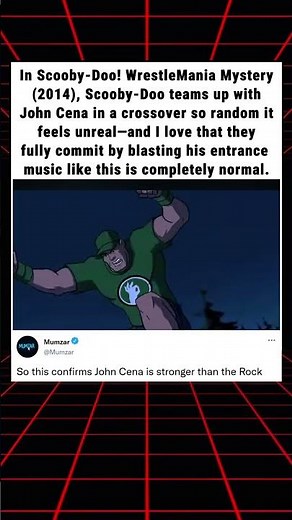 In Scooby-Doo! WrestleMania Mystery (2014), Scooby-Doo teams up with John Cena in a crossover so