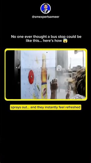 This Bus Stop Gives Free Cooling Mist! Smart Marketing Idea #shorts #marketing #trending