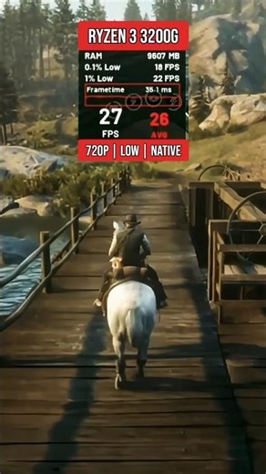 RDR2 Without GPU 😱 Ryzen 3 3200G Vega 8 | 720p Low (Native) #shorts #rdr2 #gamingtest #lowendpc