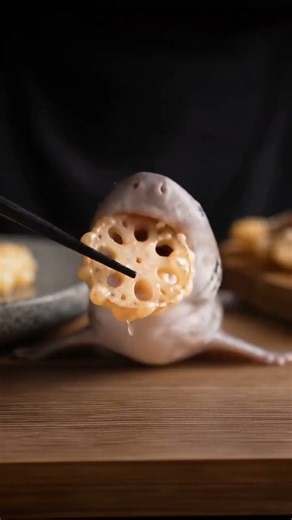 Shark eats lotus root chip