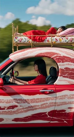🚗🥓 The Bacon Bed Wondercar | Surreal AI Dream Ride Into Crispy Delights