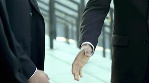 Welcoming new invite partners handshake. Group of business people