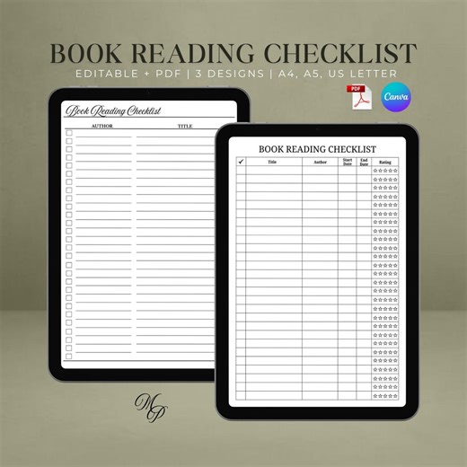 Book Reading Checklist Printable | Reading Log PDF, Minimal Reading Tracker, Book List Planner for Daily Reading - Etsy Canada