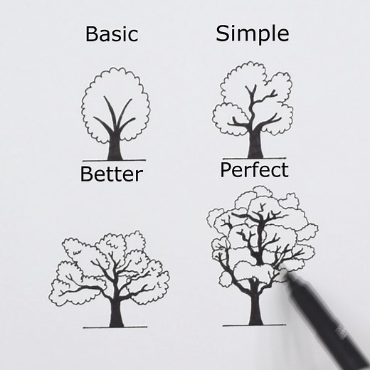 Aprende a dibujar un árbol de 4 maneras diferentes 🌳✍️ | Art Paint